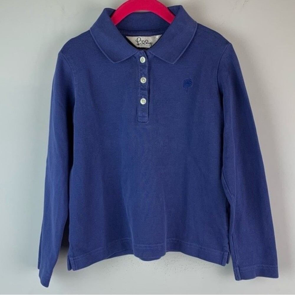 Lilly Pulitzer girl’s top polo long sleeves navy no size tag probably 4/5y